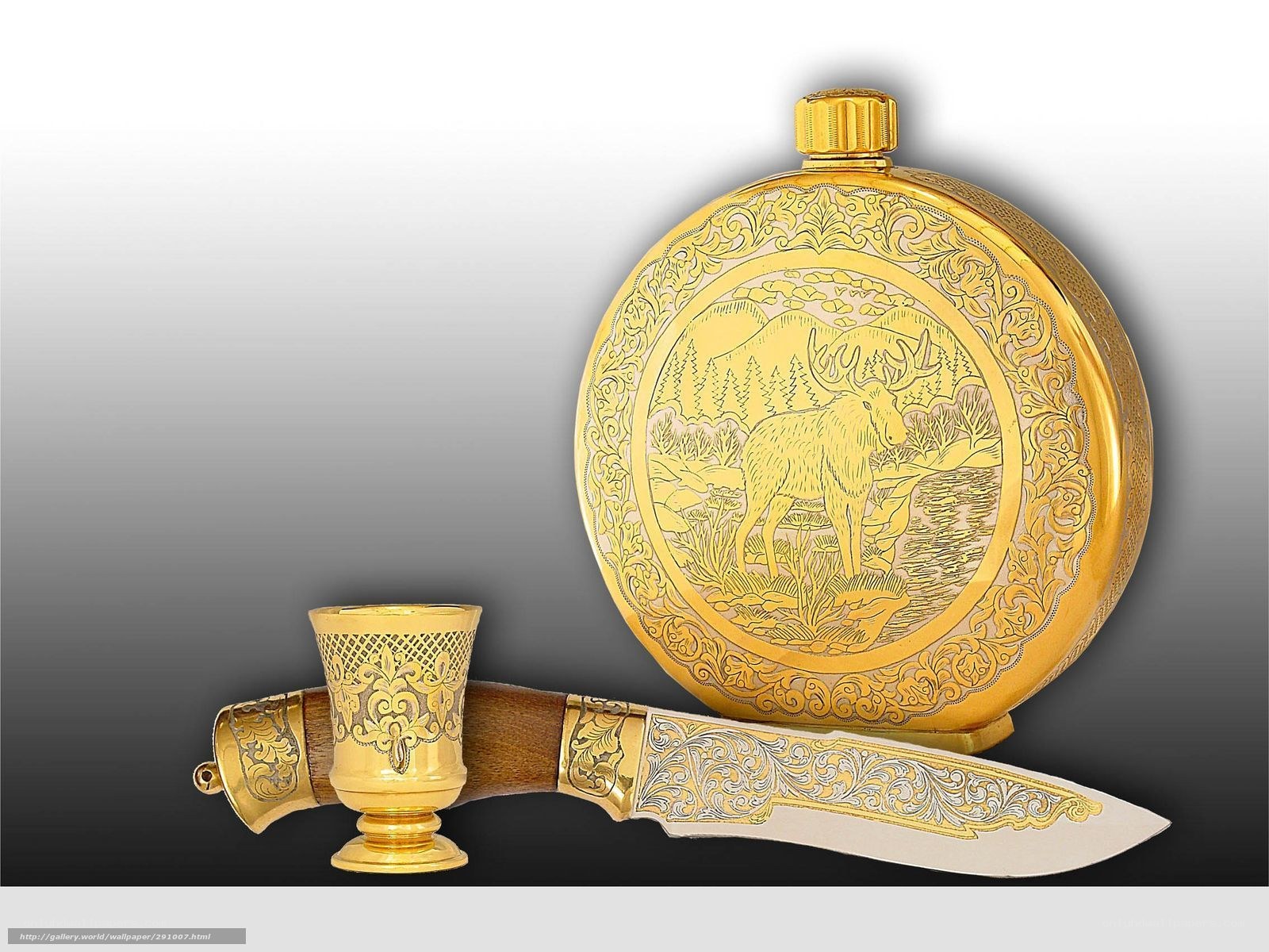 ornate gold knife set