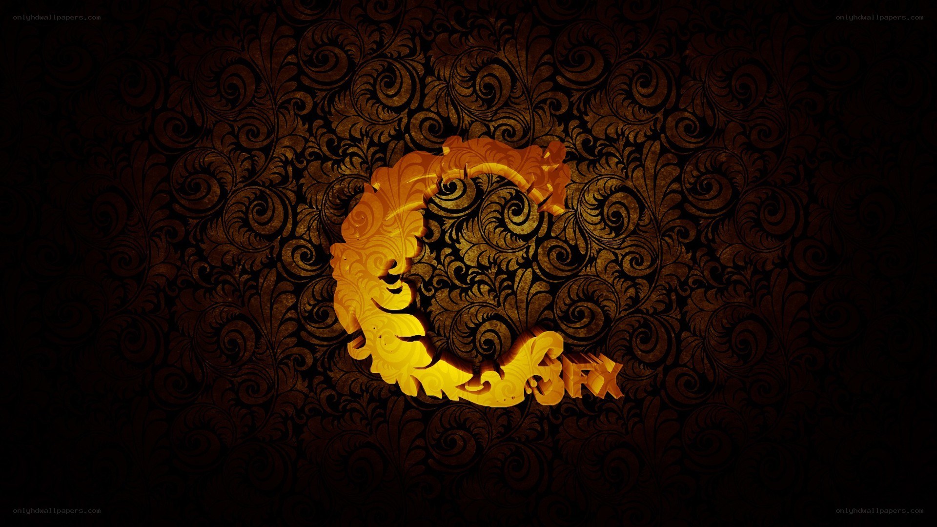 Ornate golden crescent design