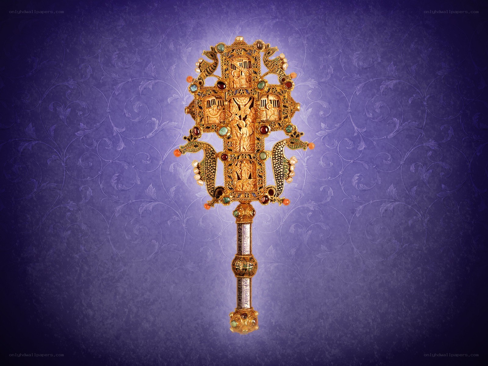 Ornate golden cross with gems