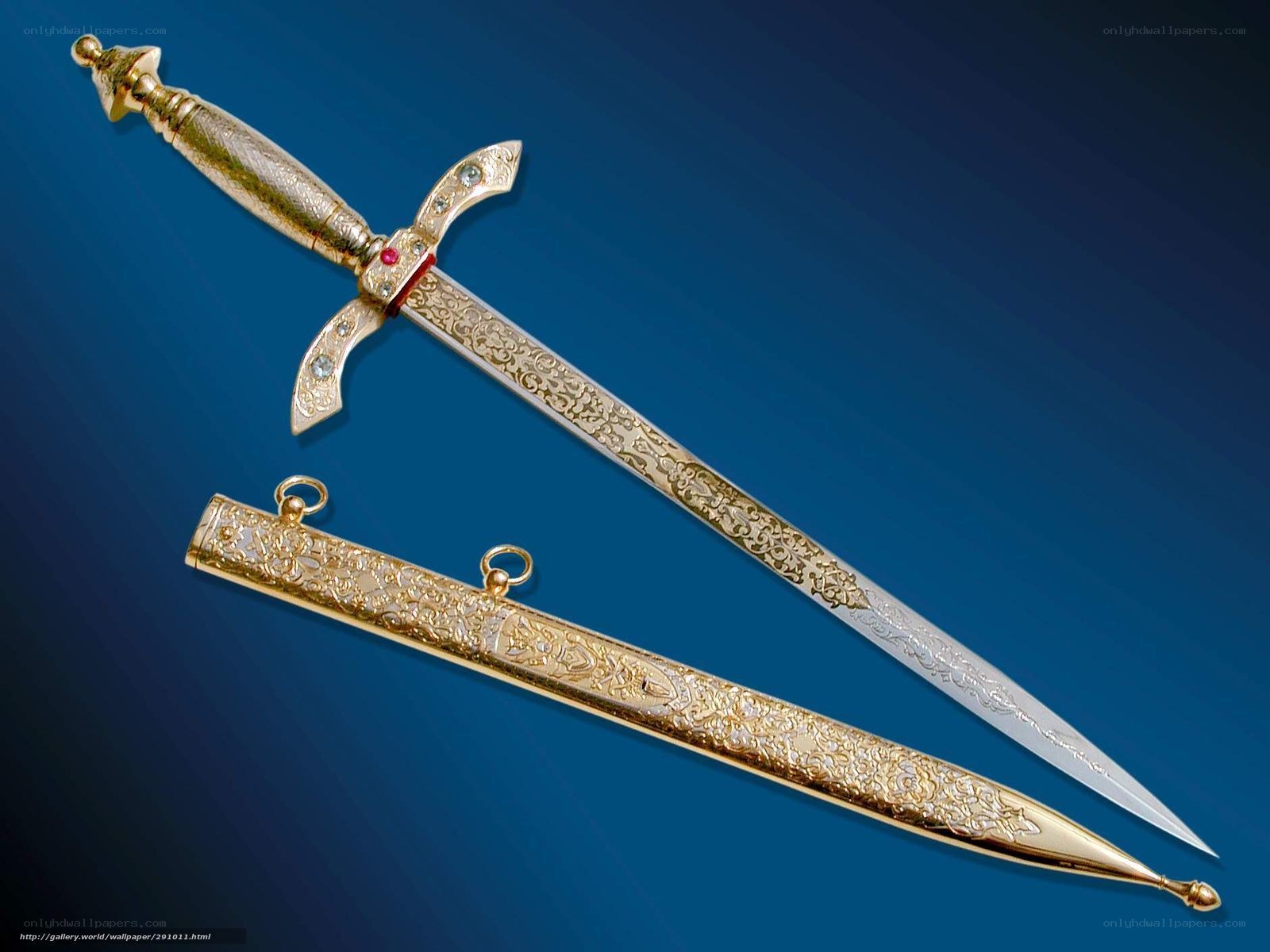 ornate golden dagger and scabbard