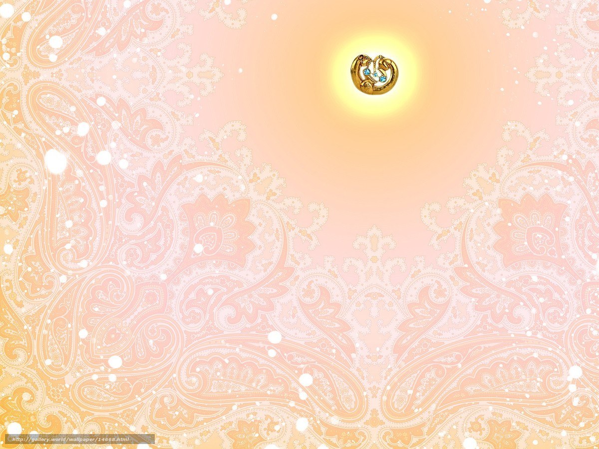 ornate golden emblem on pastel background