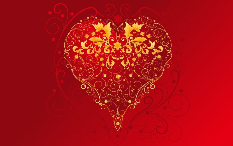 ornate golden heart design