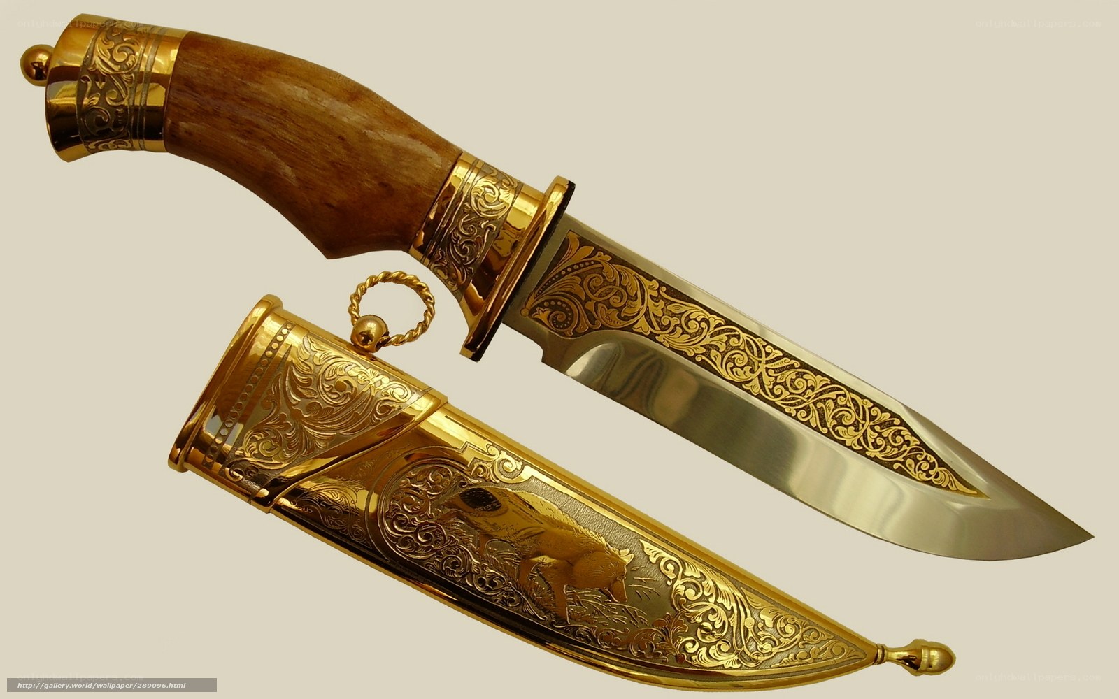 ornate golden knife and sheath