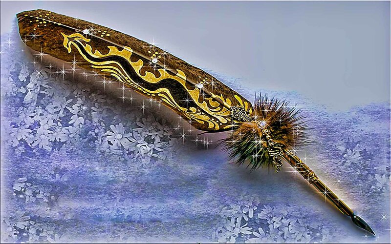 ornate golden quill pen