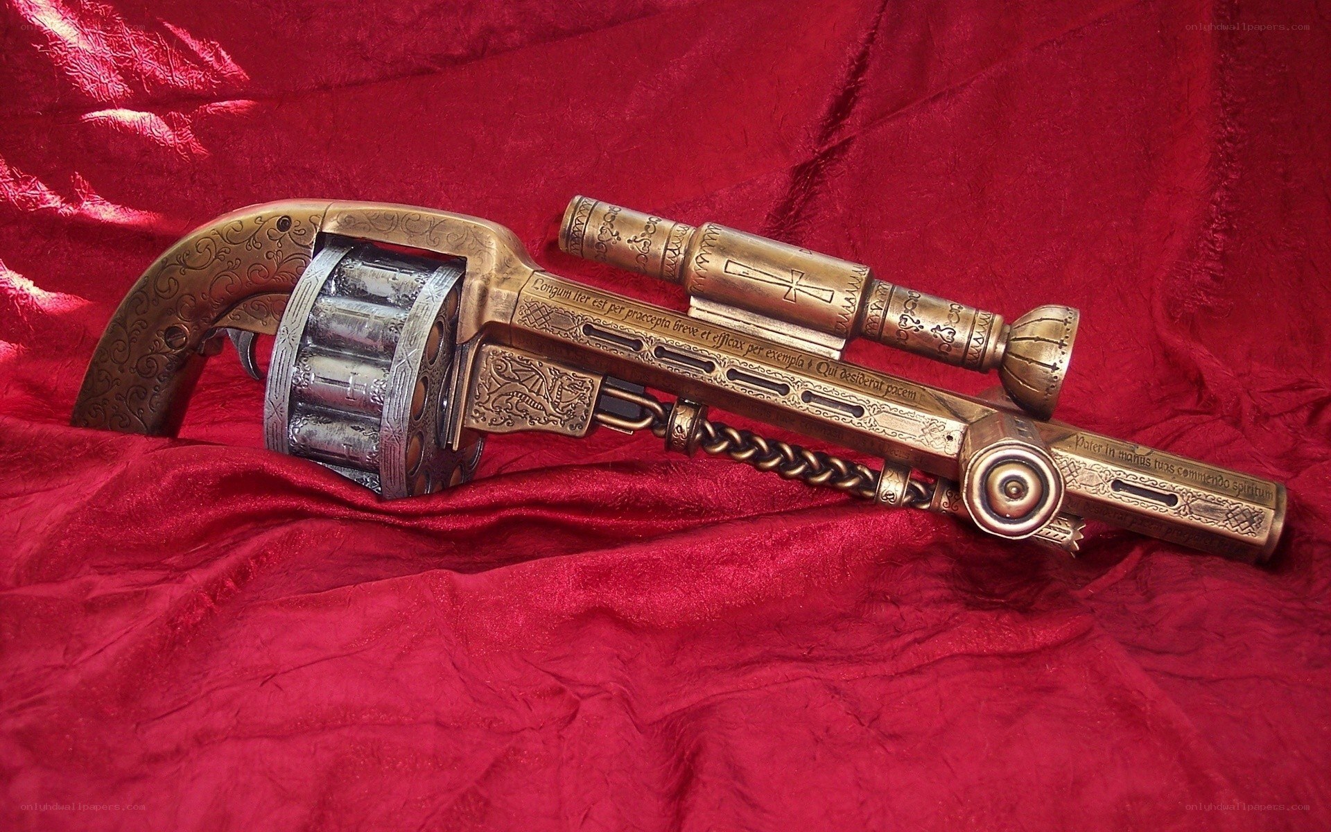 ornate golden revolver