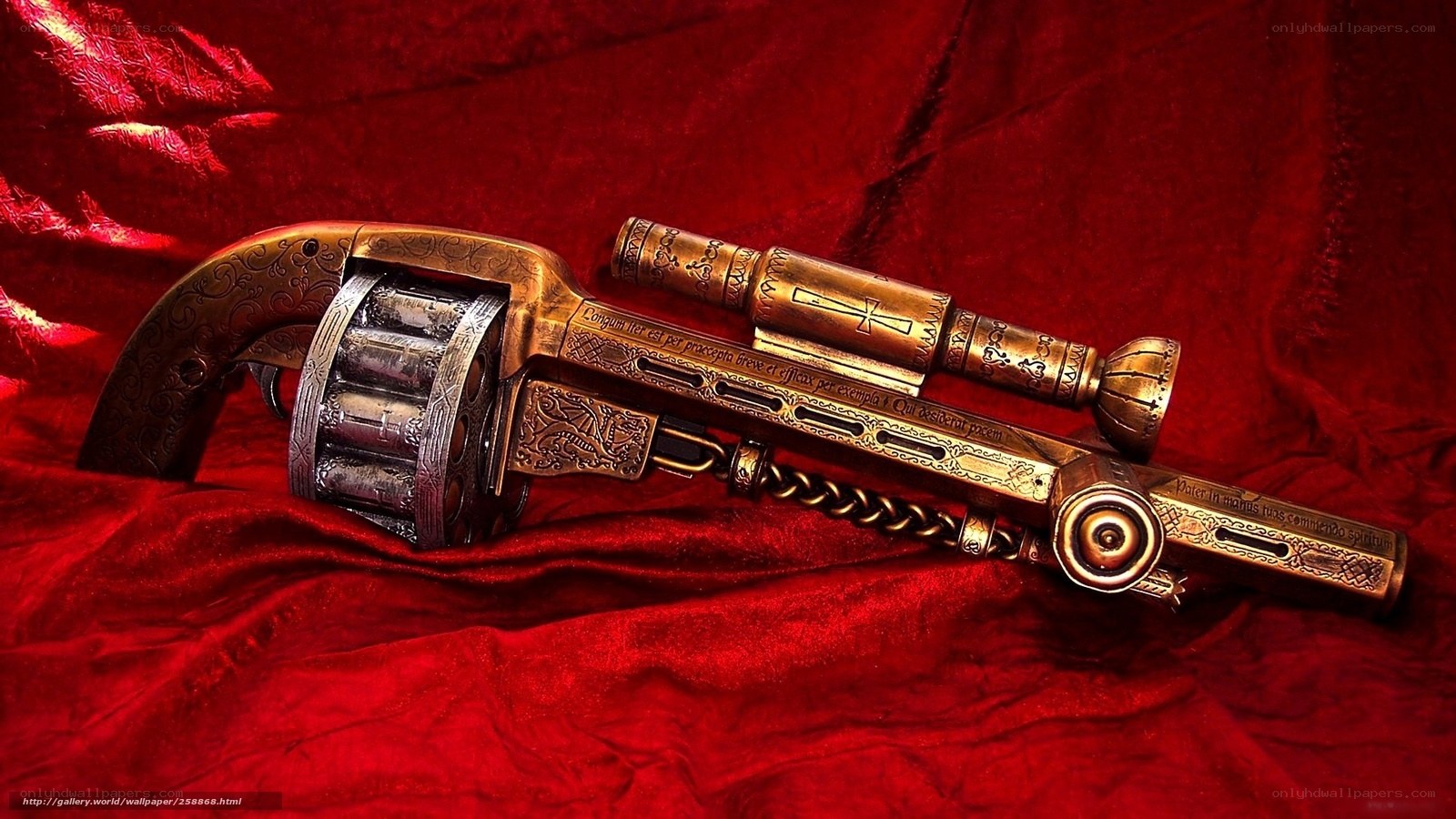 ornate golden revolver