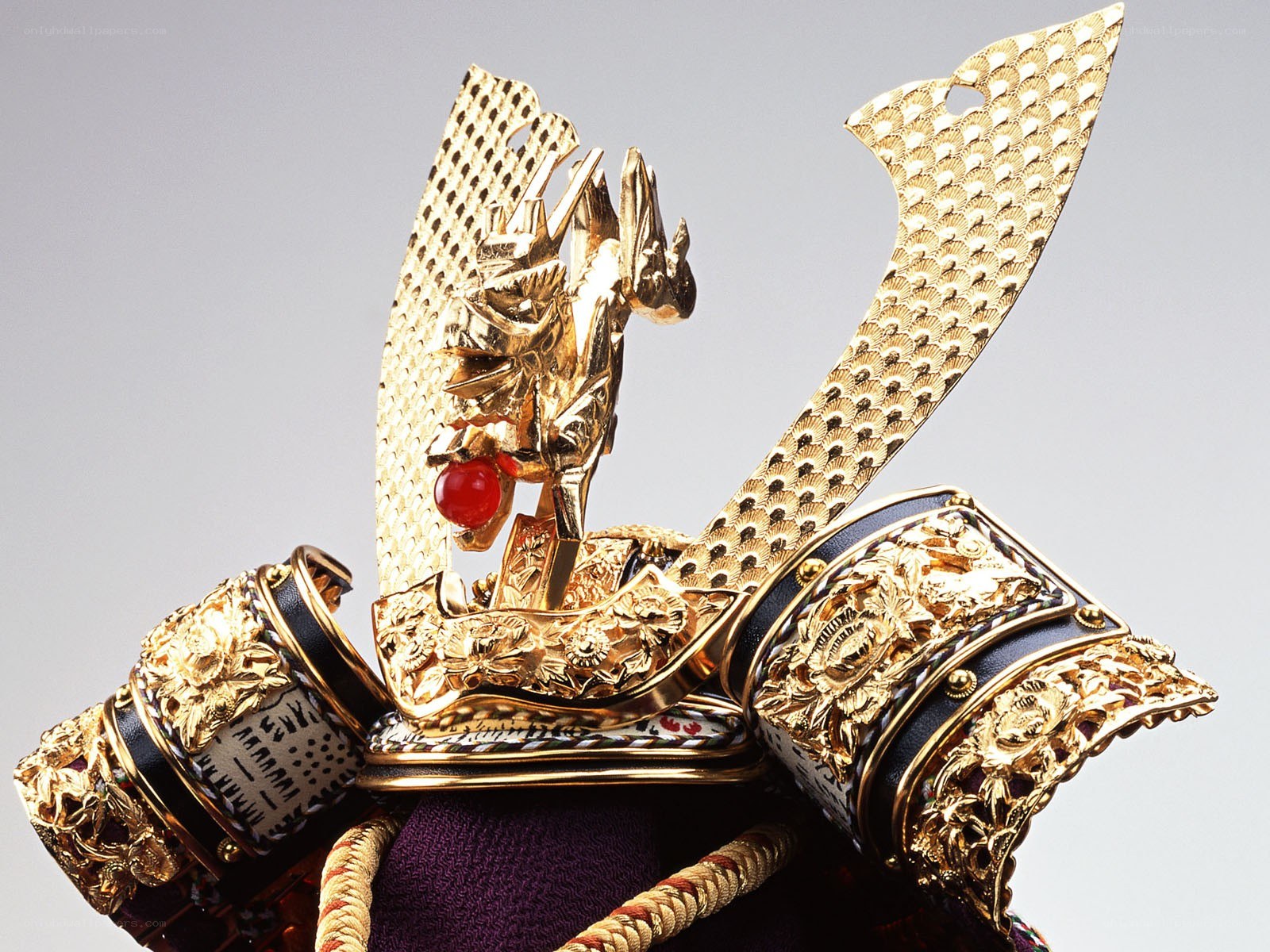 ornate golden samurai helmet