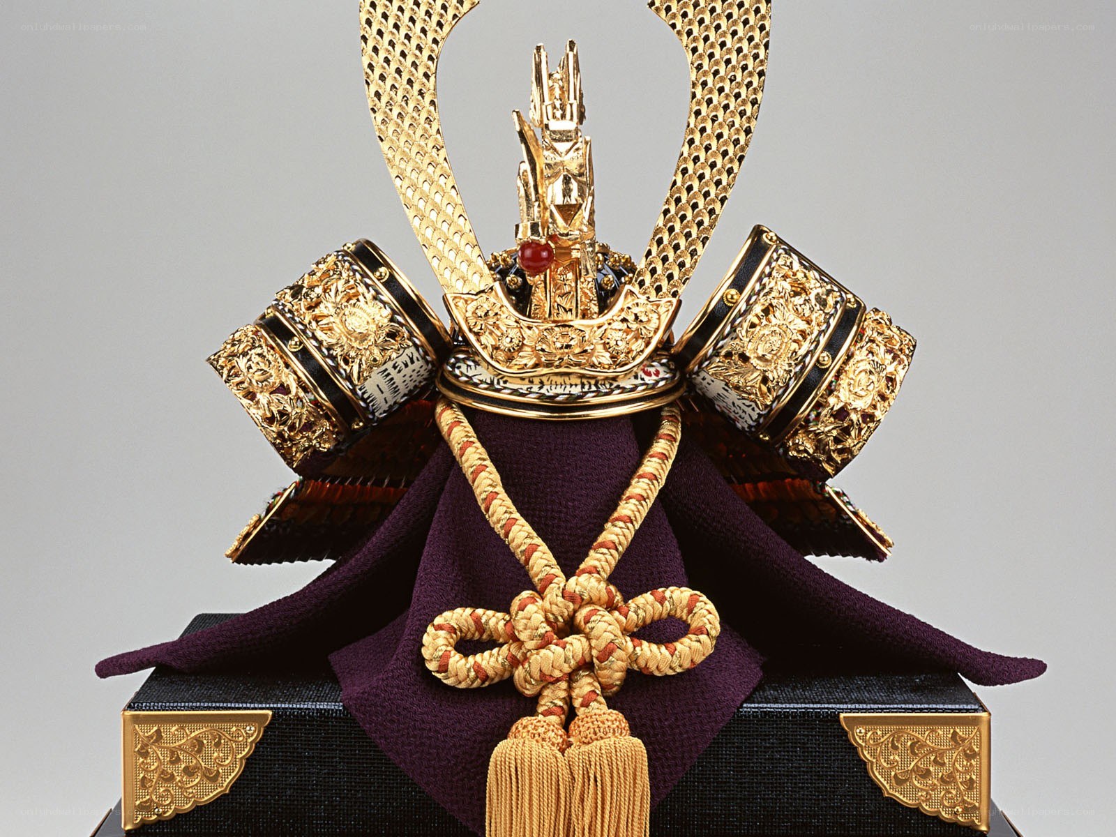 ornate golden samurai helmet