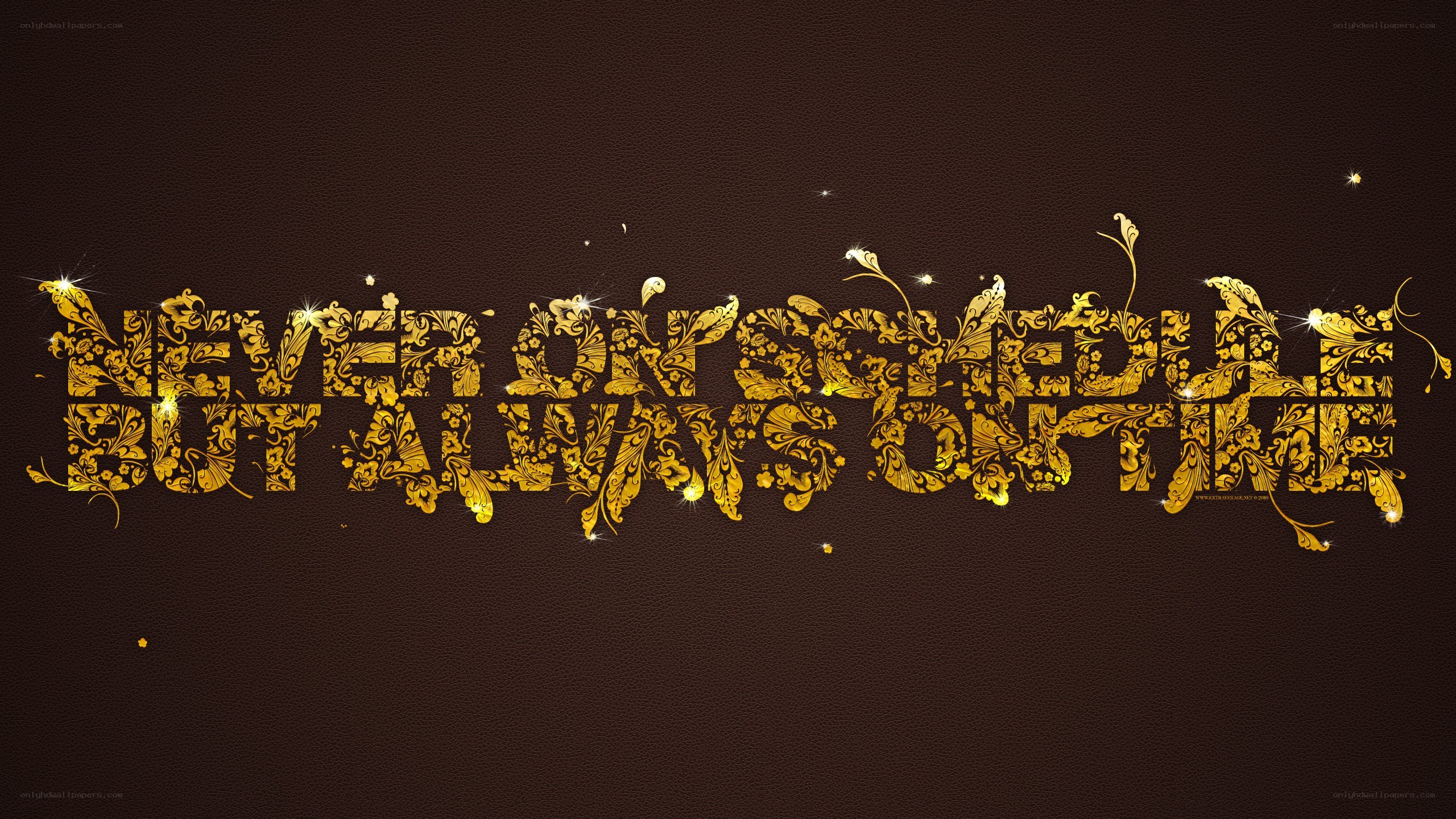 ornate golden text on dark background