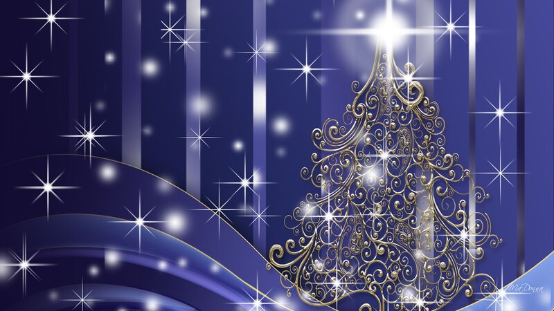Ornate Golden Tree — Blue