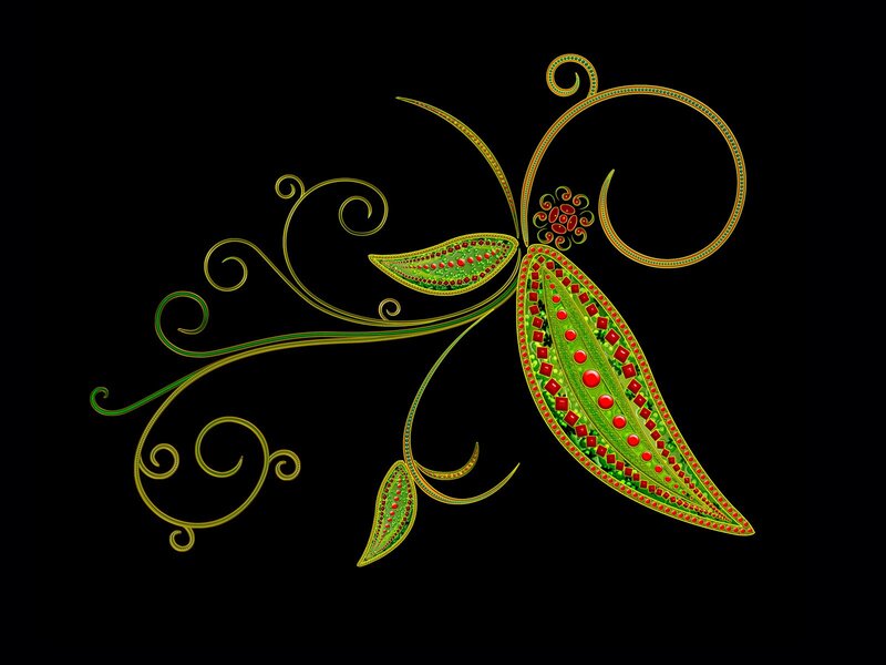 ornate green and gold floral design