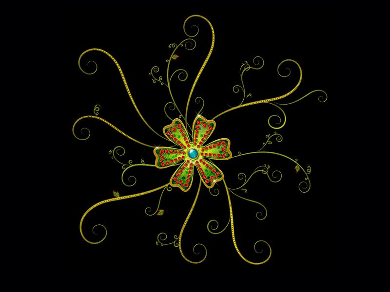 ornate green and gold floral design
