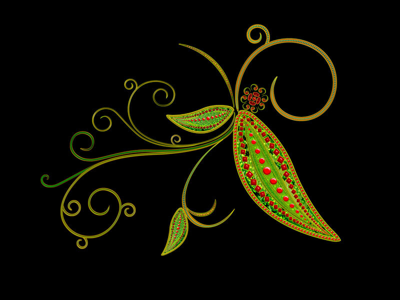 ornate green and gold floral design
