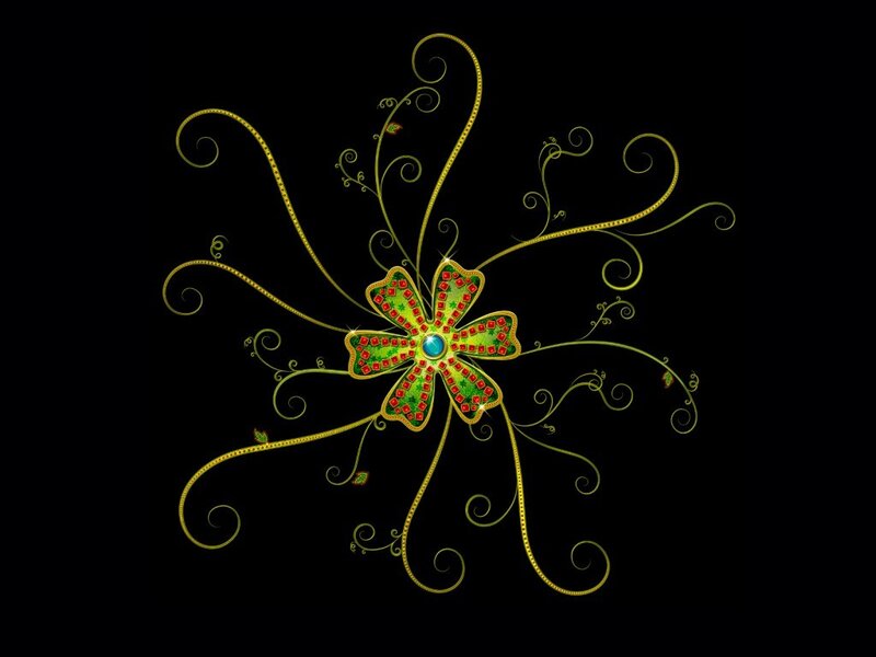 ornate green and gold floral design