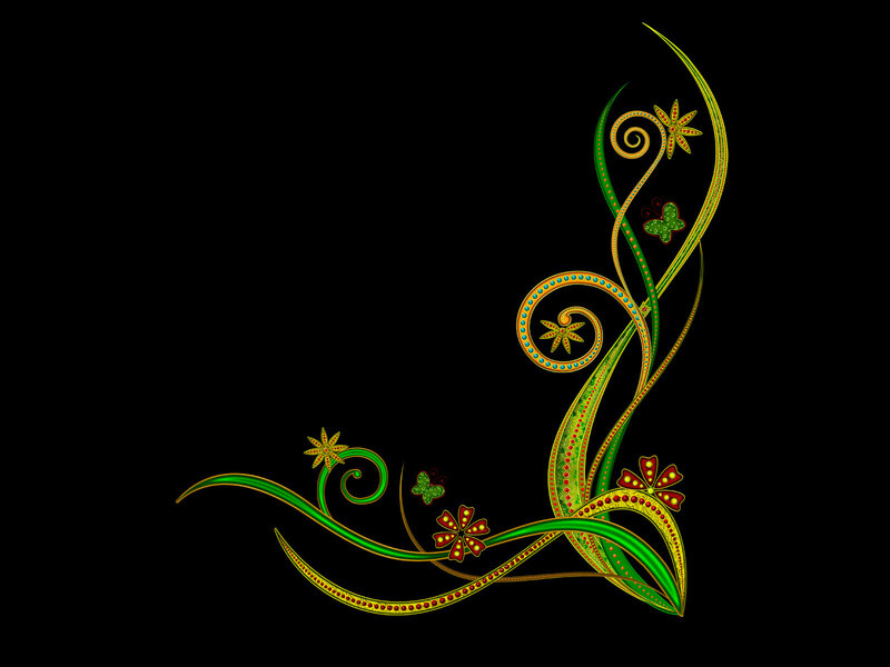 ornate green and gold floral design