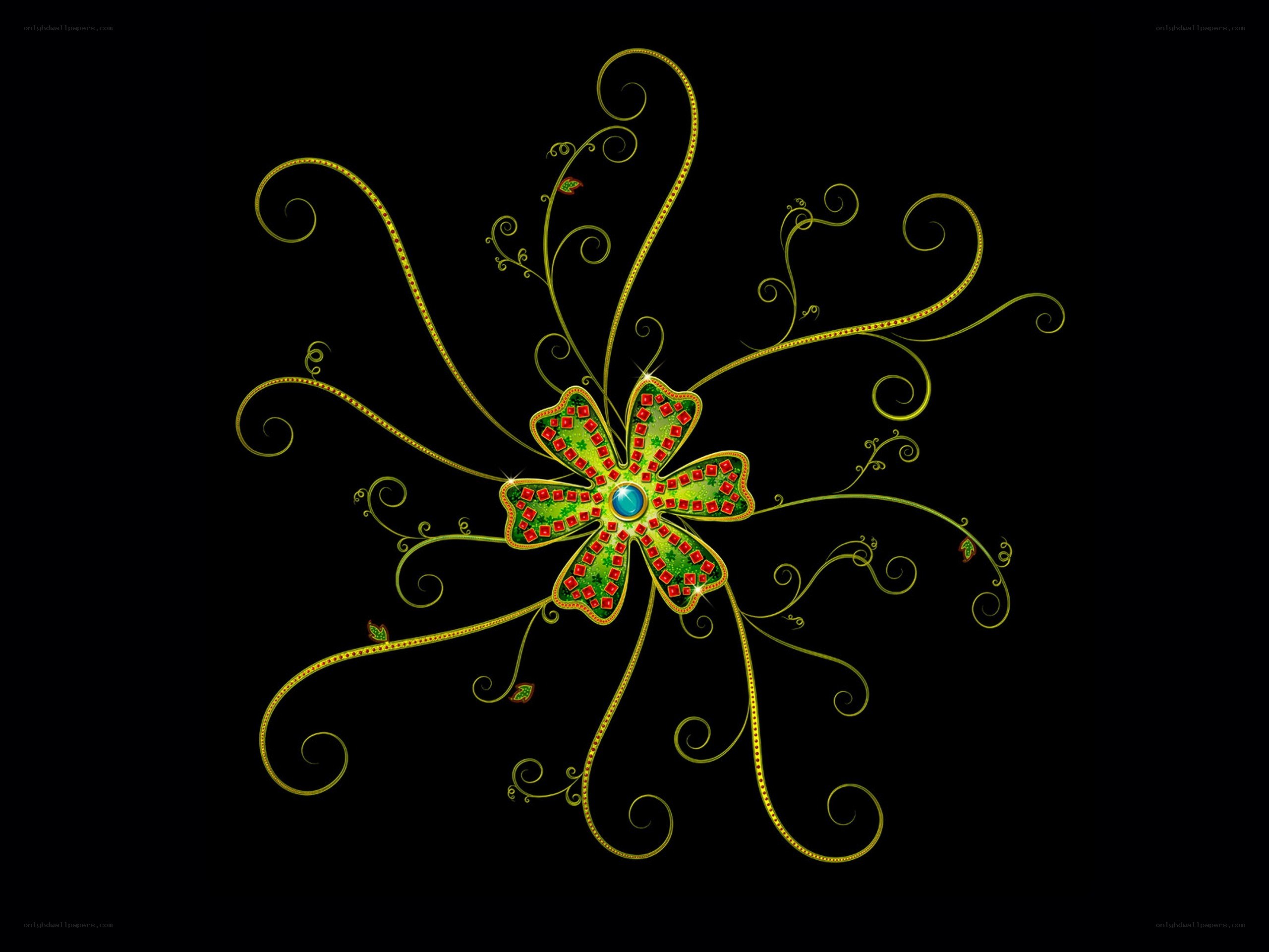 ornate green and gold flower