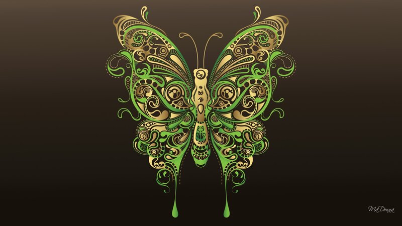 Ornate Green Butterfly