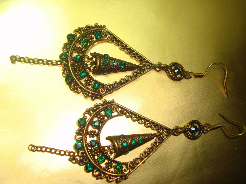 Ornate Green Earrings