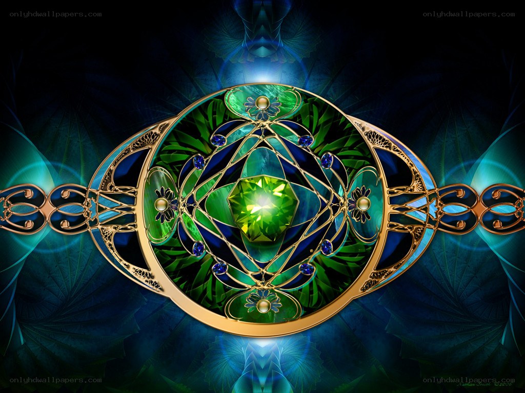 Ornate green gemstone pendant