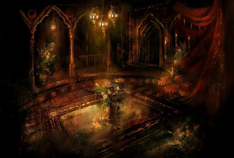 Ornate Hall Interior — Brown
