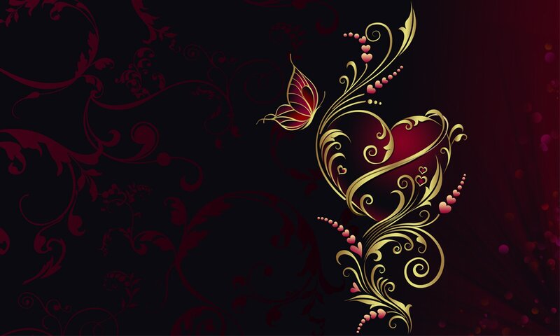 ornate heart and butterfly design
