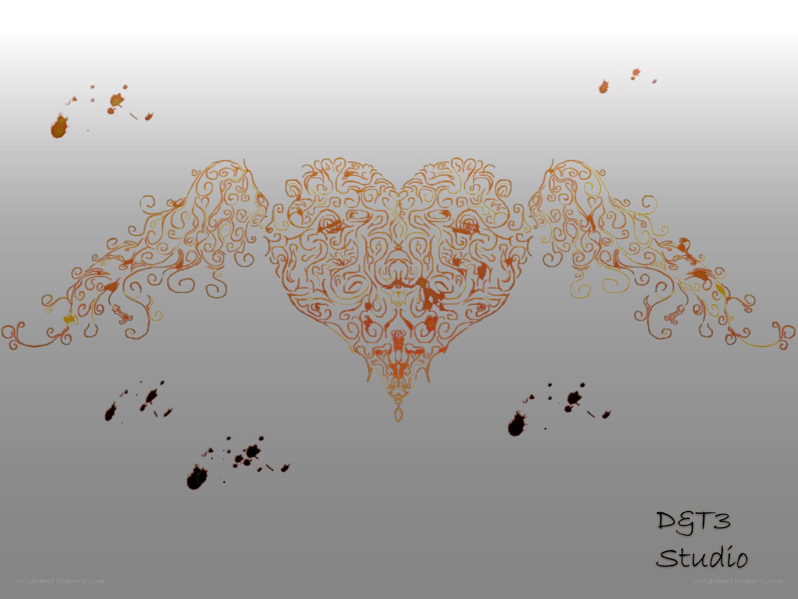 Ornate heart with wings design