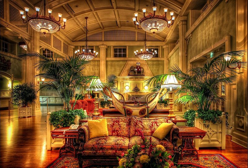 Ornate Hotel Lobby — Gold