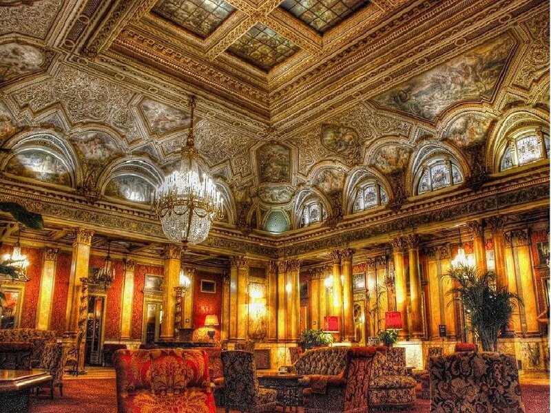 Ornate hotel lobby interior