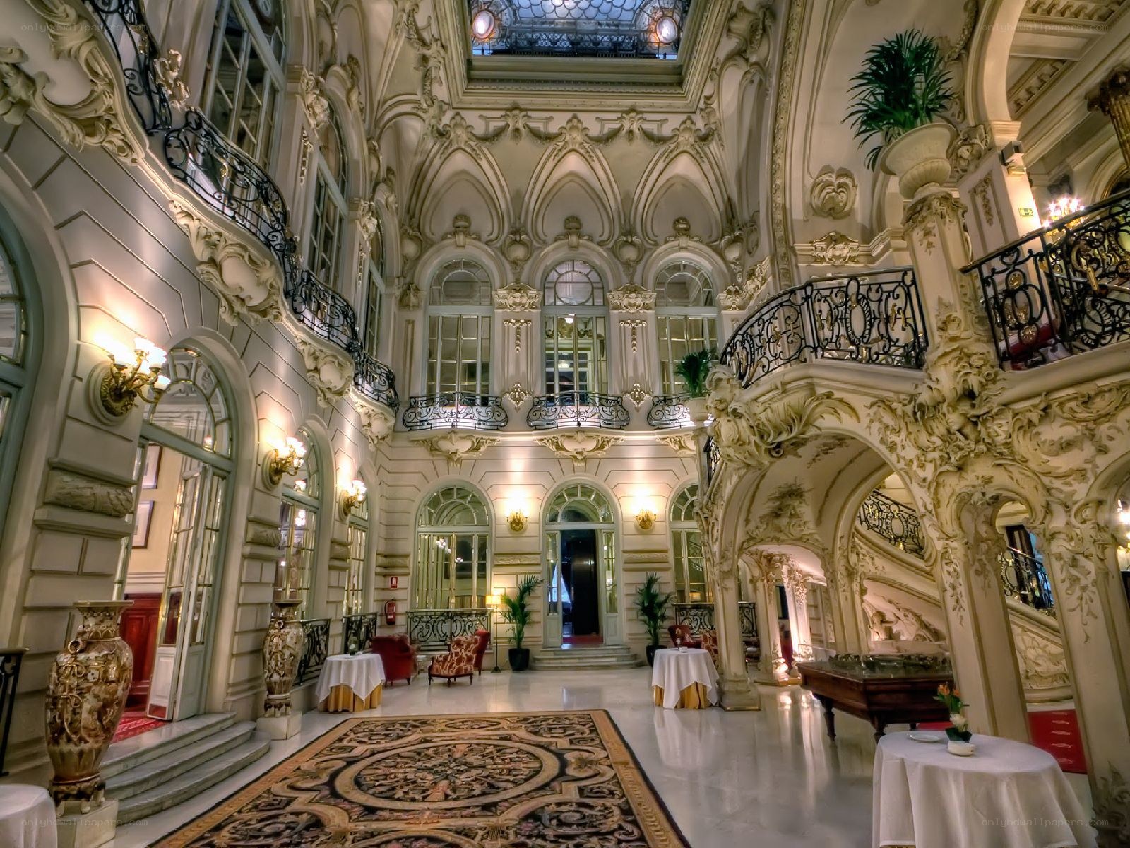 ornate hotel lobby interior
