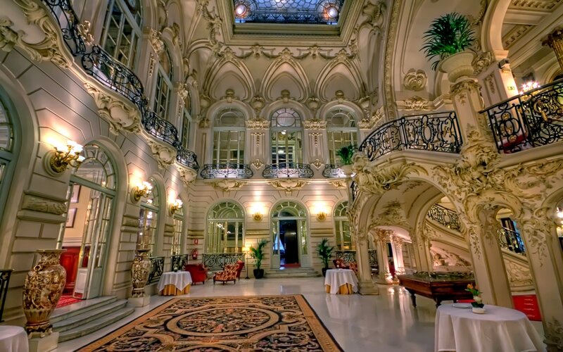 Ornate Hotel Lobby — White, Opulent