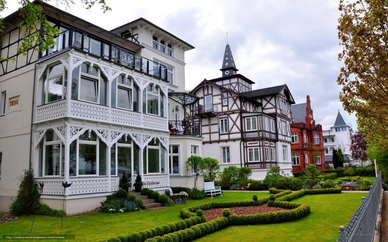 ornate houses in a garden