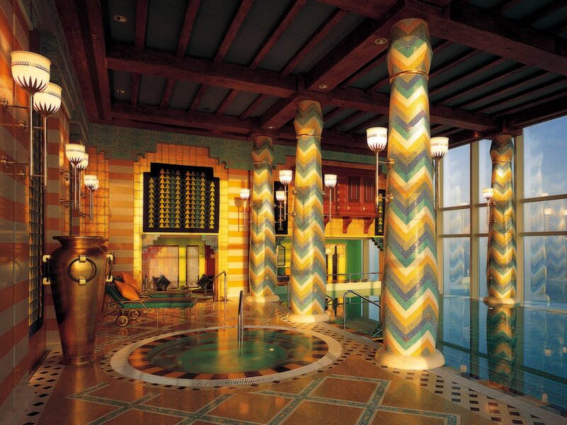 ornate indoor pool area