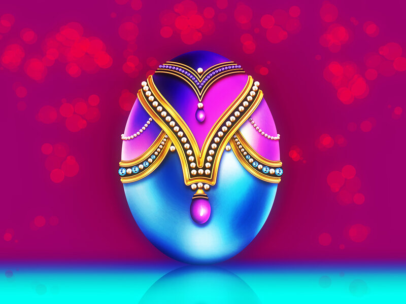Ornate Jeweled Egg — Purple