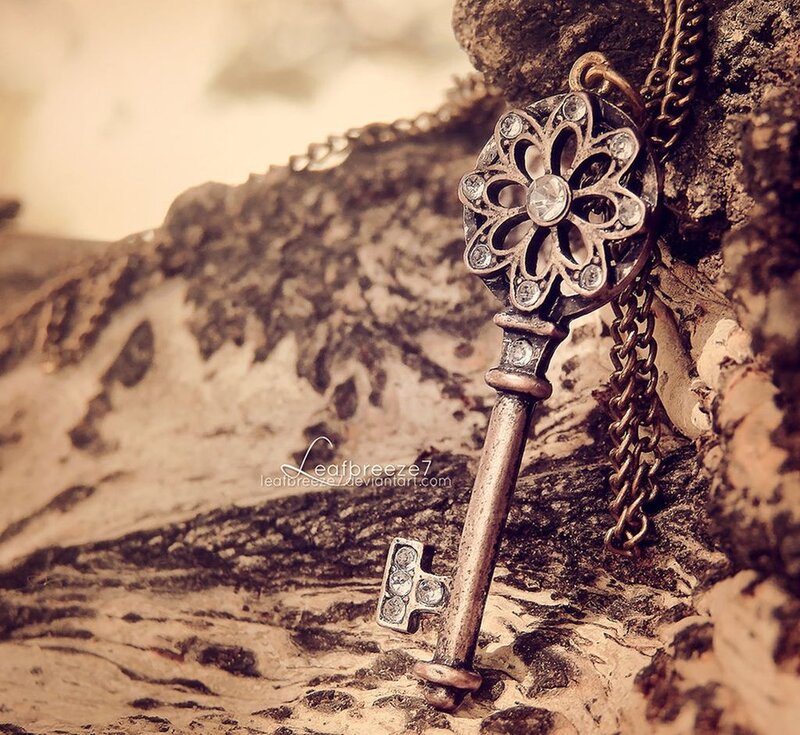 Ornate Key on Wood