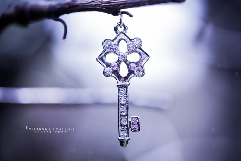 Ornate Key Pendant — Silver, Dramatic
