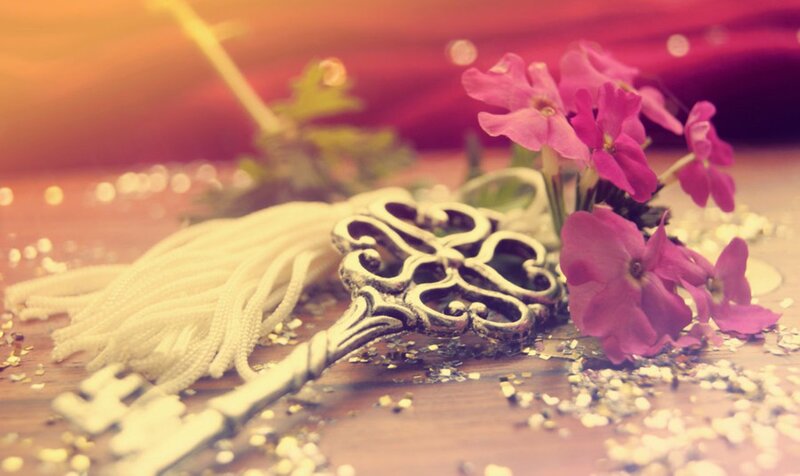 Ornate Key with Flowers