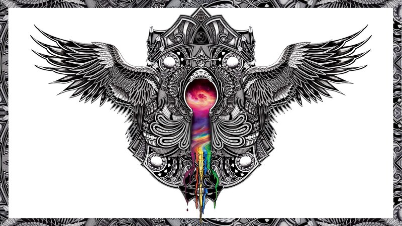 ornate keyhole with wings