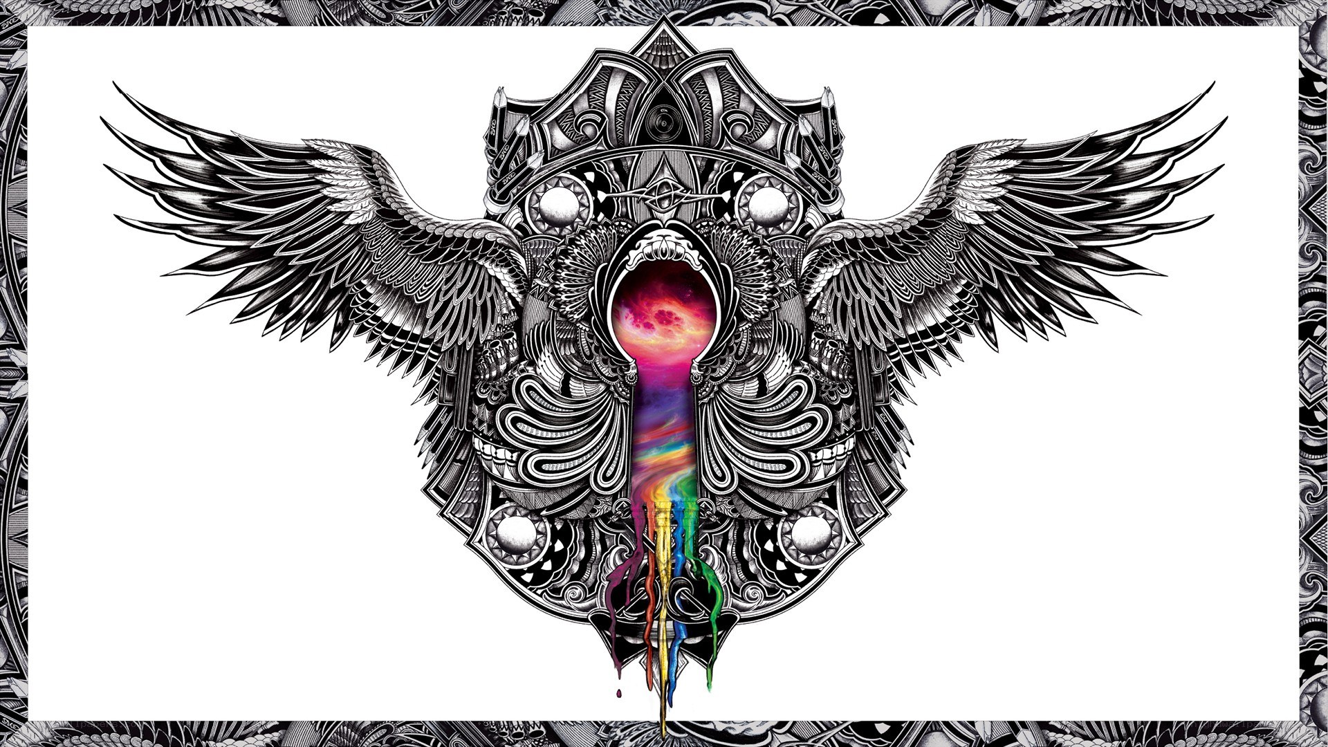 ornate keyhole with wings