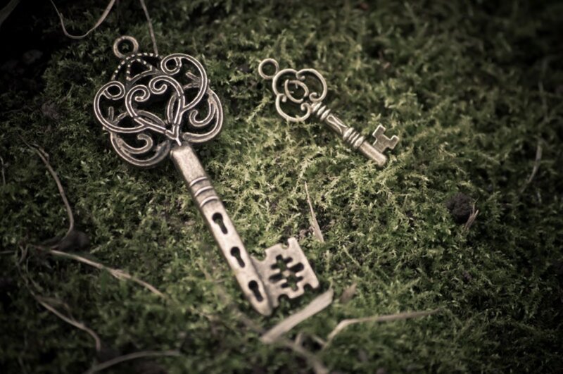 Ornate Keys on Moss