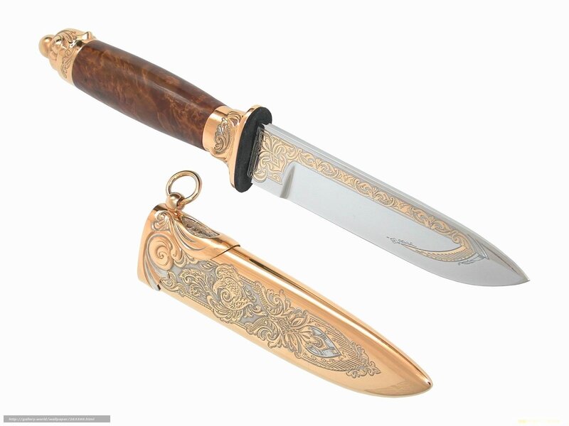 Ornate Knife and Sheath — Gold, Elegant