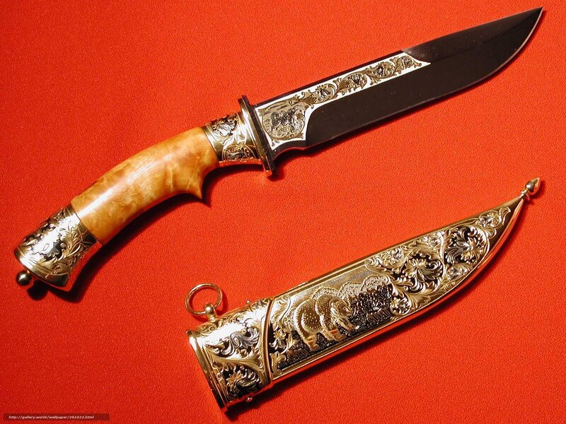 Ornate Knife and Sheath — Red