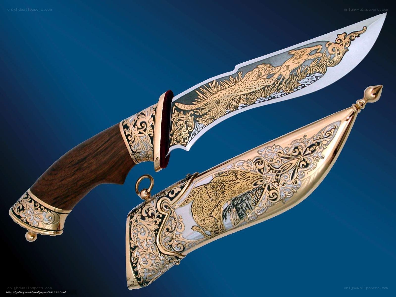 ornate knife with animal engraving
