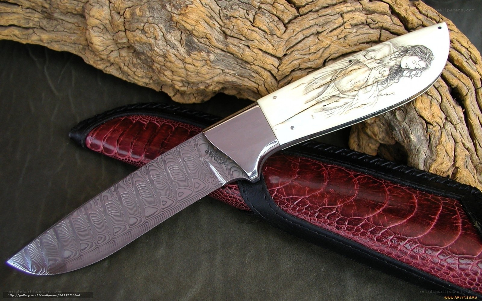 ornate knife with carved handle