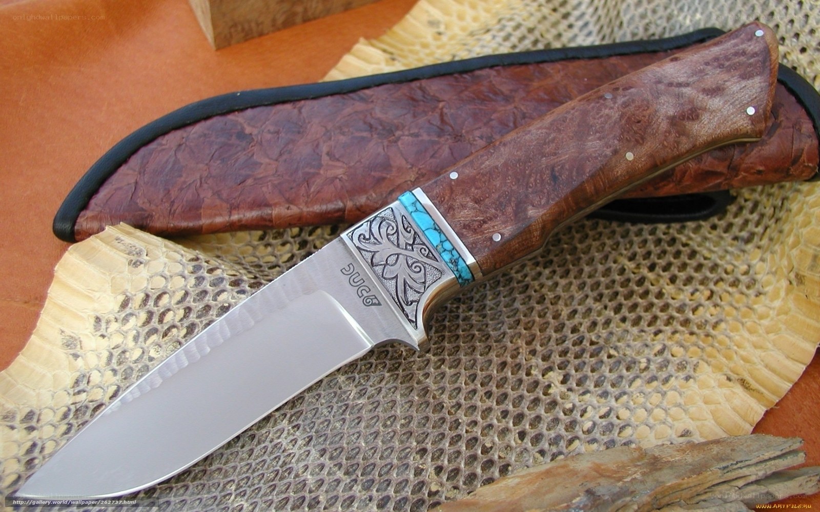 ornate knife with turquoise inlay