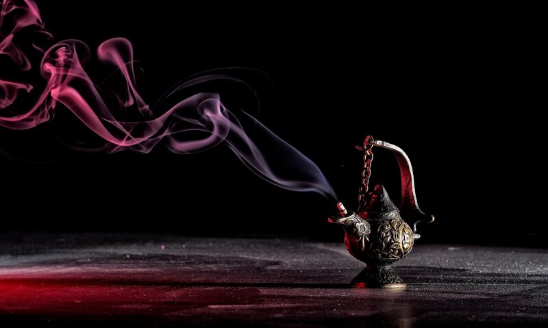 Ornate Lamp with Smoke