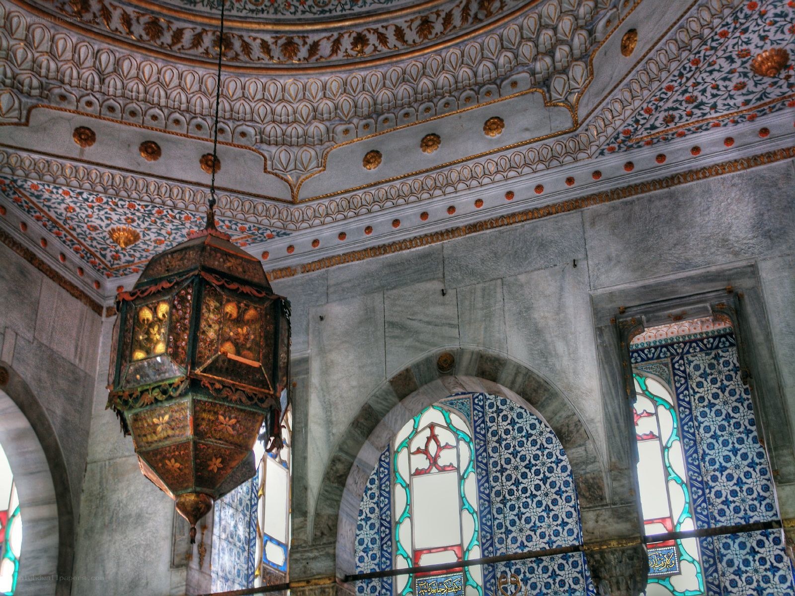 Ornate lantern in a mosque