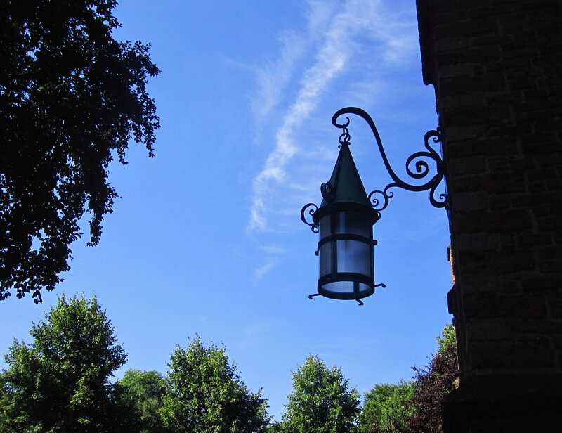 Ornate Lantern on Wall — Blue