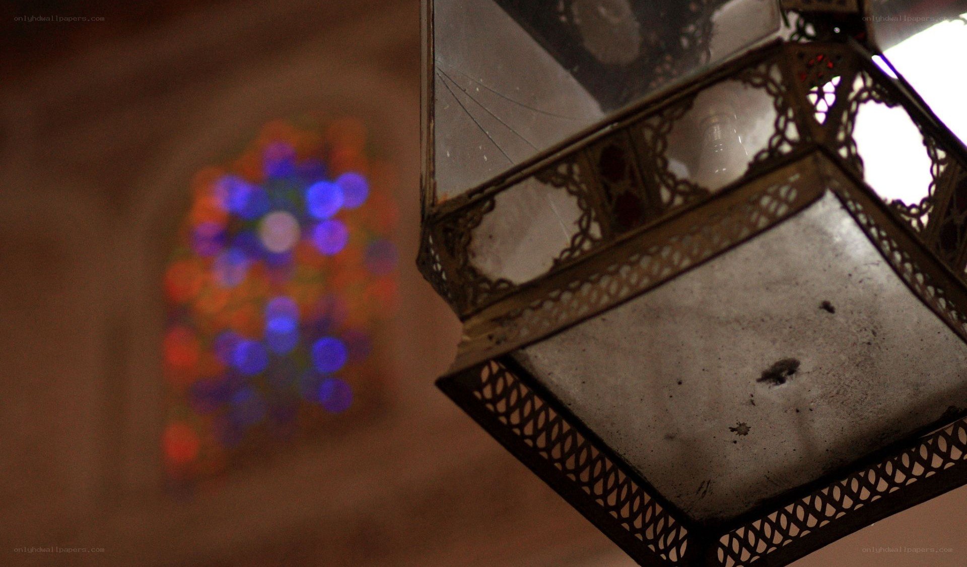 ornate lantern with stained glass