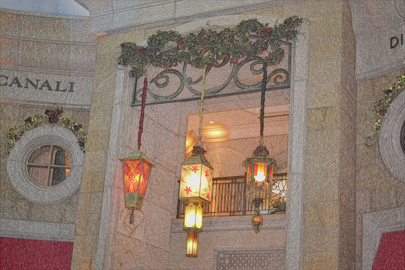 Ornate Lanterns in Hallway
