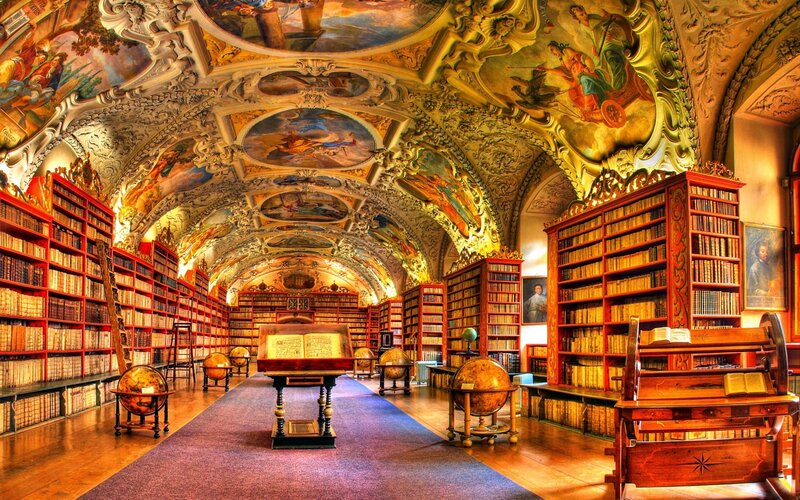 Ornate Library Hall — Gold